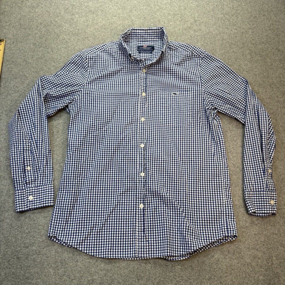 Vineyard Vines Men's Classic Fit Tucker Shirt – Blue & White Gingham – Size Med